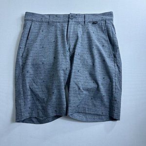 Travis Mathew Golf Chino Shorts Gray Palm Tree Print Performance Stretch Mens 30